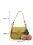 Mini Minimalist Flap Saddle Bag With Pom Pom Charm