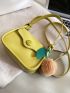 Mini Minimalist Flap Saddle Bag With Pom Pom Charm