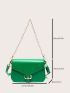 Minimalist Buckle Chain Flap Saddle Bag