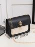 Mini Metal Decor Two Tone Flap Chain Square Bag