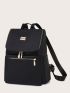 Metal Decor Double Zipper Backpack