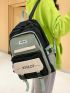 Large Capacity Letter Graphic Colorblock Backpack
