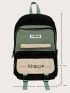 Large Capacity Letter Graphic Colorblock Backpack
