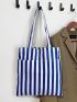 Large Capacity Stripe Pattern Shopper Bag