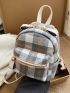 Plaid Pattern Double Zipper Backpack