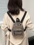 Mini Houndstooth Pattern Double Zipper Classic Backpack