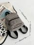 Mini Houndstooth Pattern Double Zipper Classic Backpack