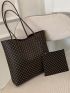 Geometric Graphic Tote Bag With Clutch Bag