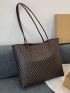 Geometric Graphic Tote Bag With Clutch Bag