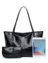 Crocodile Embossed Shoulder Tote Bag With Coin Purse