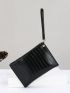 Crocodile Embossed Square Bag With Wristlet