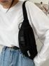 Patch & Buckle Decor Fanny Pack