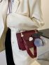 Minimalist Flap Square Bag With Pom-pom Bag Charm
