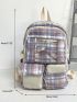 Large Capacity Plaid Pattern Backpack
