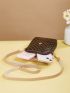 Mini Geo Graphic Faux Pearl Decor Crossbody Bag