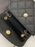 Mini Minimalist Quilted Faux Pearl Decor Flap Square Bag