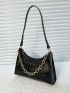 Crocodile Embossed Chain Baguette Bag