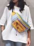 Colorblock Drawstring Decor Fanny Pack