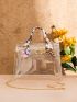 Clear Twilly Scarf Decor Chain Square Bag