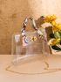 Clear Twilly Scarf Decor Chain Square Bag