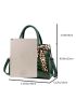 Twilly Scarf Decor Crocodile Embossed Tote Bag