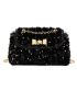 Sequins Detail Metal Lock Design Chain Square Bag