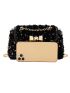 Sequins Detail Metal Lock Design Chain Square Bag