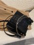 Crocodile Embossed Chain Bucket Bag