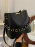 Crocodile Embossed Chain Bucket Bag