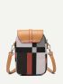 Mini Random Colorblock Plaid Flap Square Bag