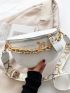 Crocodile Embossed Chain Fanny Pack