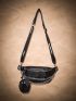 Punk Rock Textured Chain Decor Fanny Pack With Purse