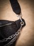 Punk Rock Textured Chain Decor Fanny Pack With Purse