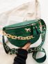 Crocodile Embossed Chain Fanny Pack