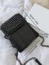 Mini Studded & Fringe Decor Flap Chain Square Bag