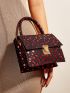 Heart Graphic Chain Flap Square Bag