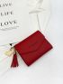 Tassel Decor Fold Over Small Wallet