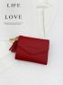 Tassel Decor Fold Over Small Wallet