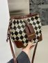 Argyle & Letter Graphic Bucket Bag