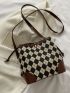 Argyle & Letter Graphic Bucket Bag