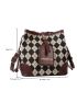 Argyle & Letter Graphic Bucket Bag