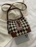 Argyle & Letter Graphic Bucket Bag