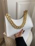 Crocodile Embossed Chain Baguette Bag