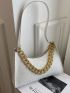 Crocodile Embossed Chain Baguette Bag