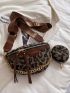 Leopard Print Chain Saddle Bag With Coin Purse