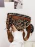 Leopard Print Chain Saddle Bag With Coin Purse