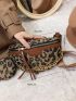 Leopard Print Chain Saddle Bag With Coin Purse