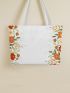 Floral Graphic Canvas Shopper Bag