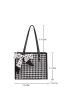 Houndstooth Pattern Twilly Scarf Decor Shoulder Tote Bag