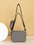 Houndstooth Pattern Square Bag With Coin Purse